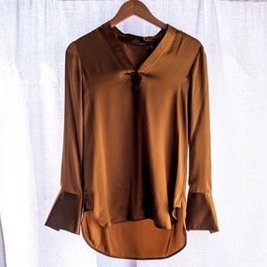 NWT Elie Tahari gold silk blouse size XS
